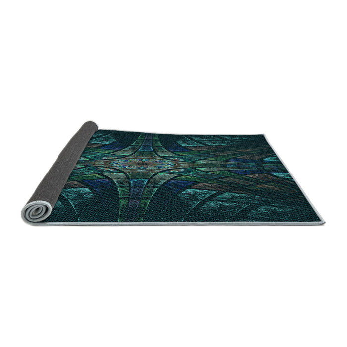 Thickness of Patterned Black Rug, pat1383lblu
