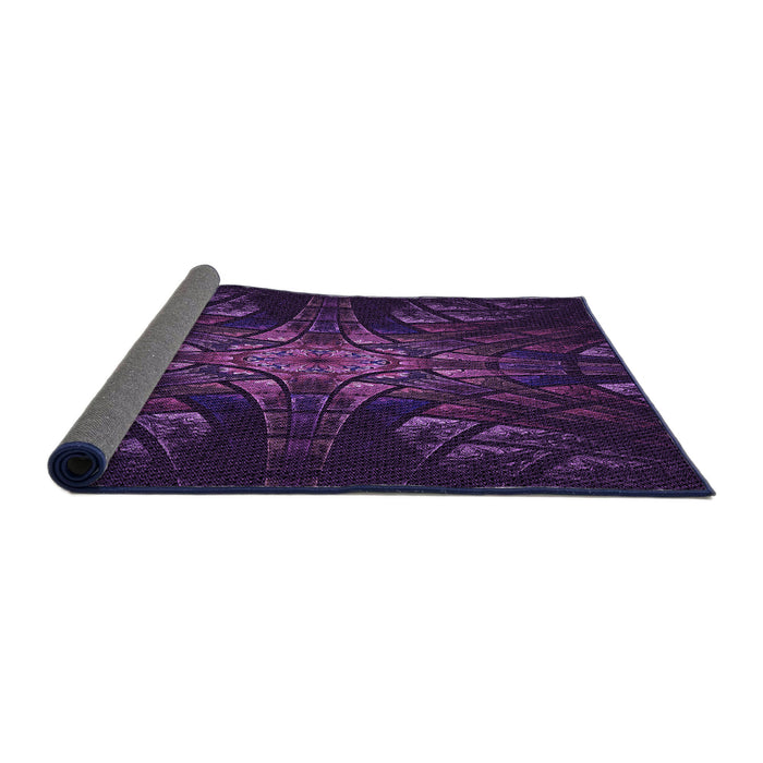Thickness of Patterned Deep Purple Rug, pat1383pur