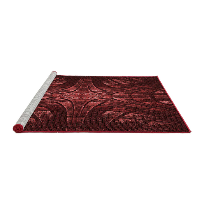Sideview of Machine Washable Transitional Fire Brick Red Rug, wshpat1383rd