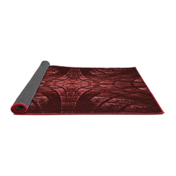 Thickness of Patterned Fire Brick Red Rug, pat1383rd