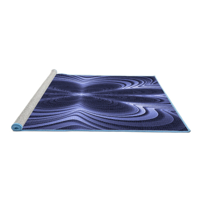Sideview of Machine Washable Transitional Midnight Blue Rug, wshpat1384blu