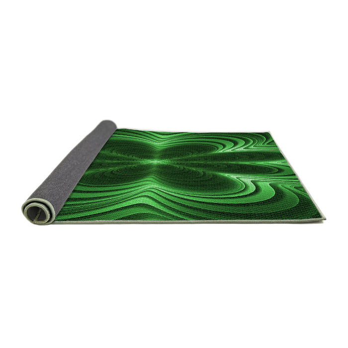 Thickness of Patterned Deep Emerald Green Rug, pat1384grn