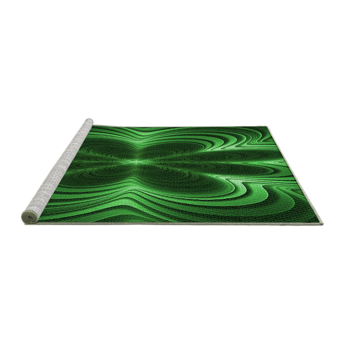 Sideview of Machine Washable Transitional Deep Emerald Green Rug, wshpat1384grn