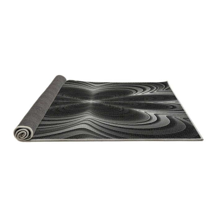 Thickness of Patterned Charcoal Black Rug, pat1384gry