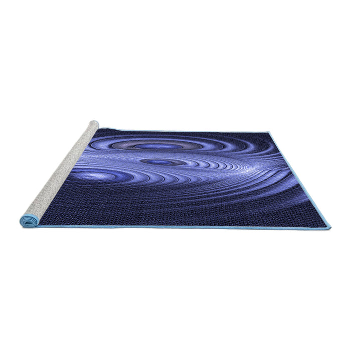 Sideview of Machine Washable Transitional Night Blue Rug, wshpat1385blu