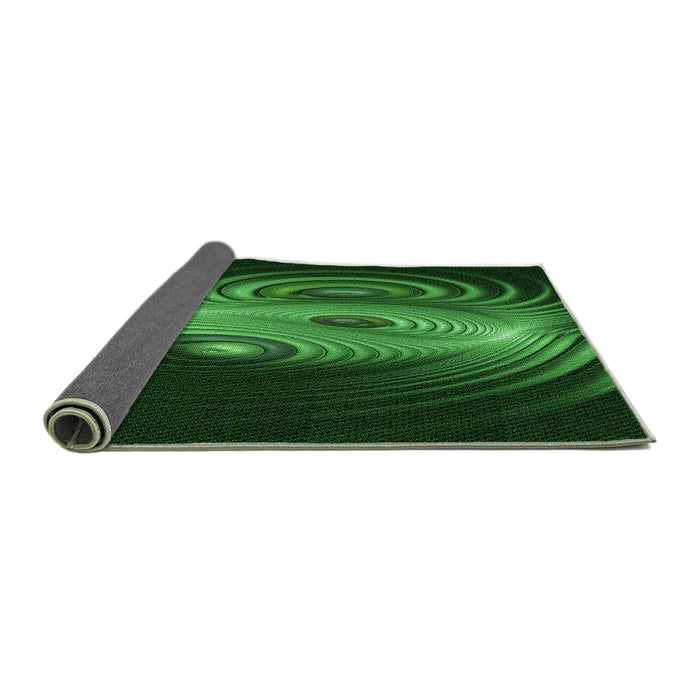 Thickness of Patterned Dark Forest Green Rug, pat1385grn