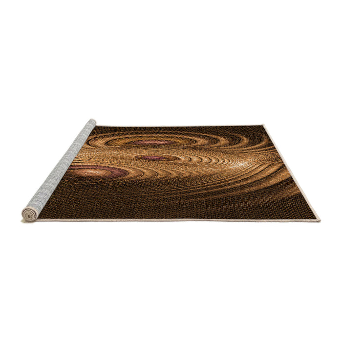 Sideview of Machine Washable Transitional Black Brown Rug, wshpat1385org