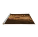 Sideview of Machine Washable Transitional Black Brown Rug, wshpat1385org