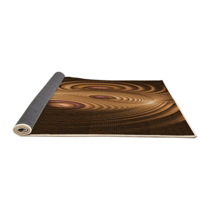Thickness of Patterned Black Brown Rug, pat1385org