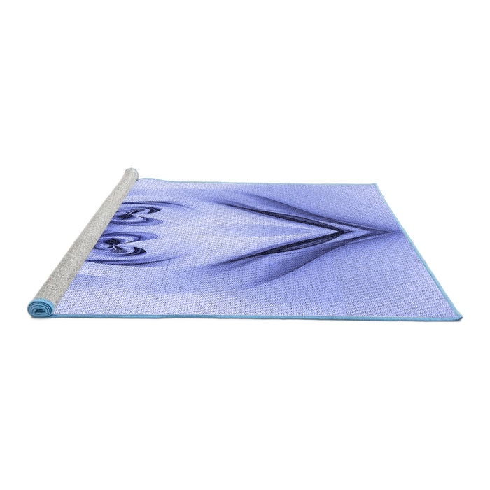 Sideview of Machine Washable Transitional Light Slate Blue Rug, wshpat1386blu