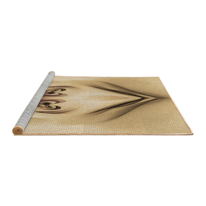 Sideview of Machine Washable Transitional Cinnamon Brown Rug, wshpat1386brn