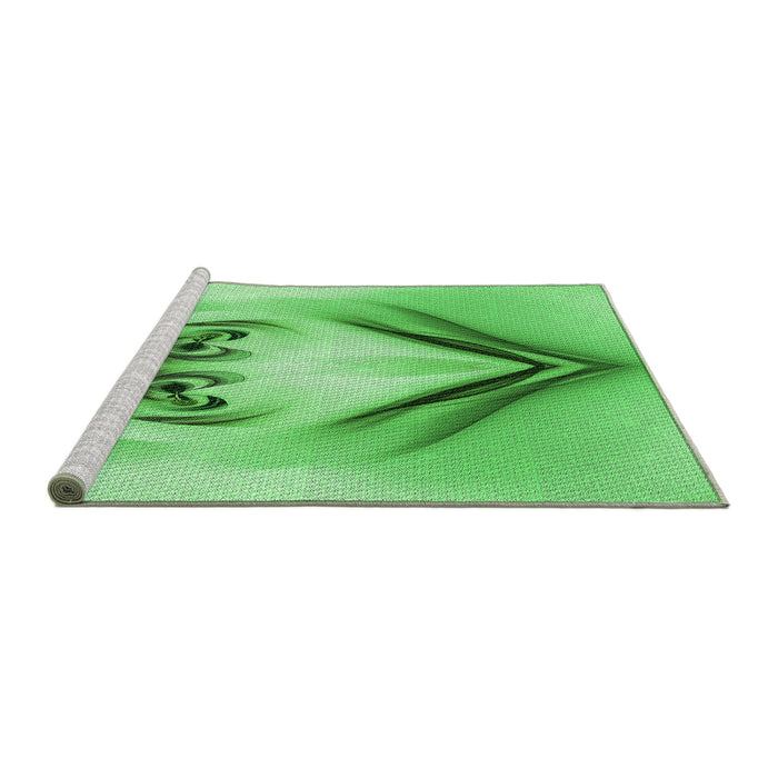 Sideview of Machine Washable Transitional Green Rug, wshpat1386grn