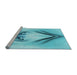 Sideview of Machine Washable Transitional Dark Turquoise Green Rug, wshpat1386lblu