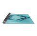 Thickness of Patterned Dark Turquoise Green Rug, pat1386lblu