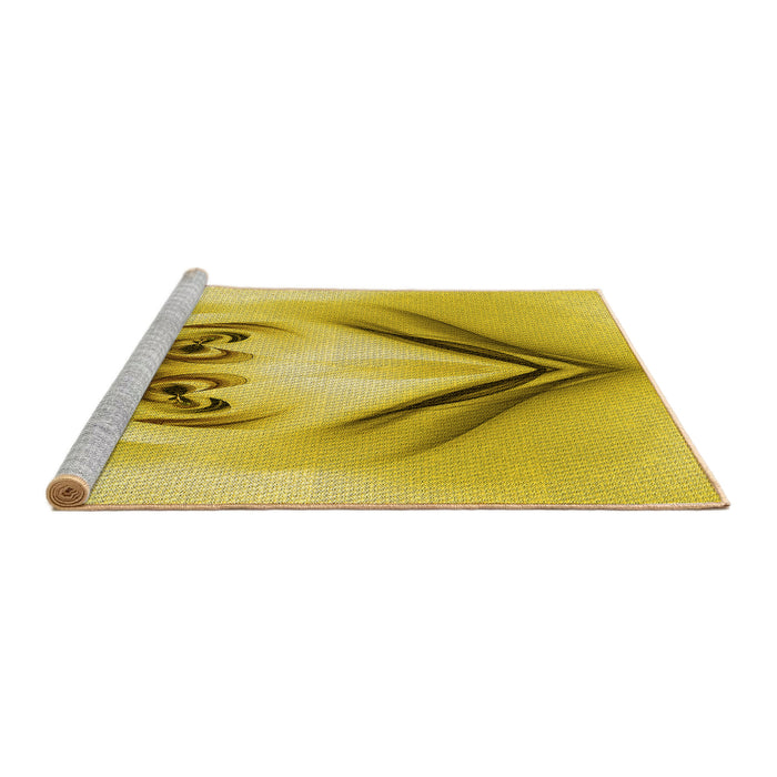 Sideview of Machine Washable Transitional Caramel Brown Rug, wshpat1386yw