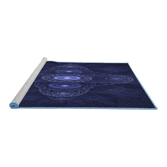 Sideview of Machine Washable Transitional Night Blue Rug, wshpat1387blu