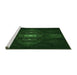 Sideview of Machine Washable Transitional Green Rug, wshpat1387grn