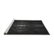 Sideview of Machine Washable Transitional Black Rug, wshpat1387gry