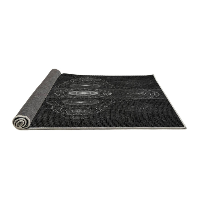Thickness of Patterned Black Rug, pat1387gry