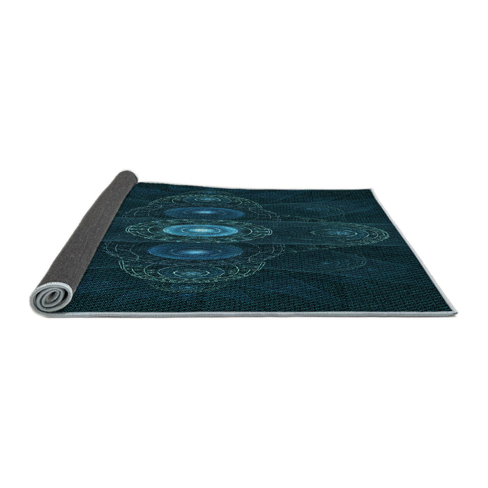 Thickness of Patterned Teal Green Rug, pat1387lblu
