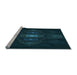 Sideview of Machine Washable Transitional Teal Green Rug, wshpat1387lblu