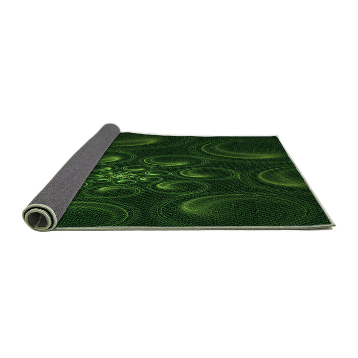 Thickness of Patterned Deep Emerald Green Rug, pat1388grn