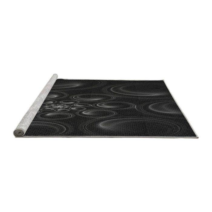 Sideview of Machine Washable Transitional Black Rug, wshpat1388gry