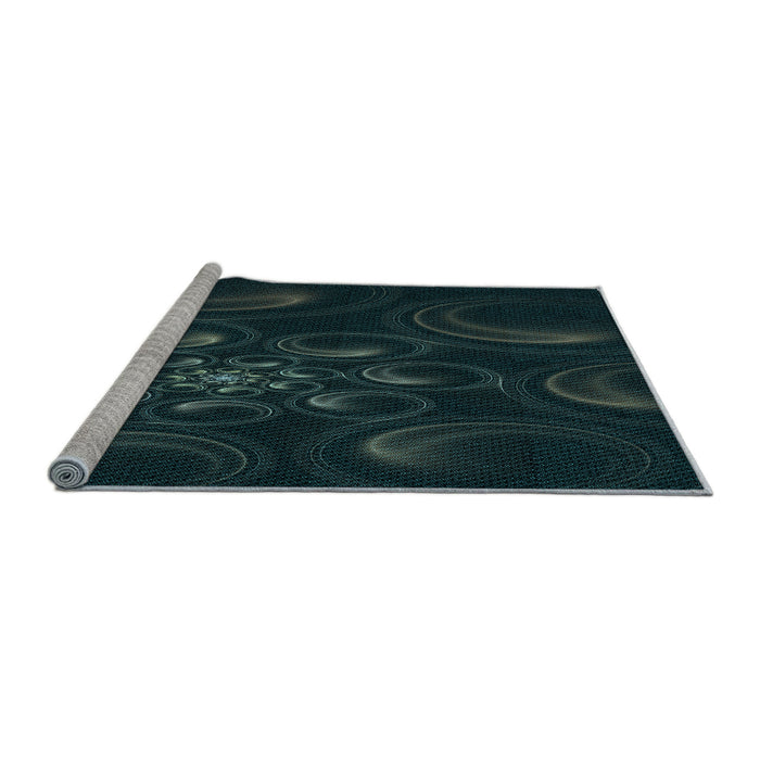 Sideview of Machine Washable Transitional Black Rug, wshpat1388lblu