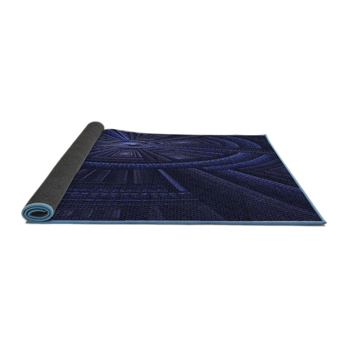 Thickness of Patterned Night Blue Rug, pat1389blu