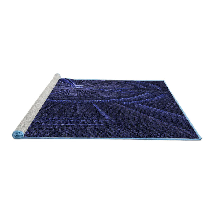 Sideview of Machine Washable Transitional Night Blue Rug, wshpat1389blu