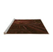 Sideview of Machine Washable Transitional Black Brown Rug, wshpat1389org