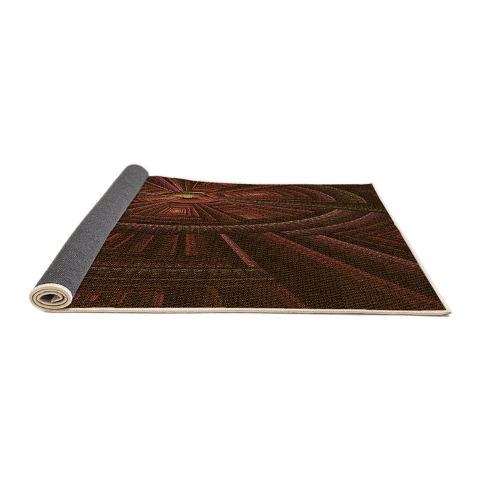 Thickness of Patterned Black Brown Rug, pat1389org