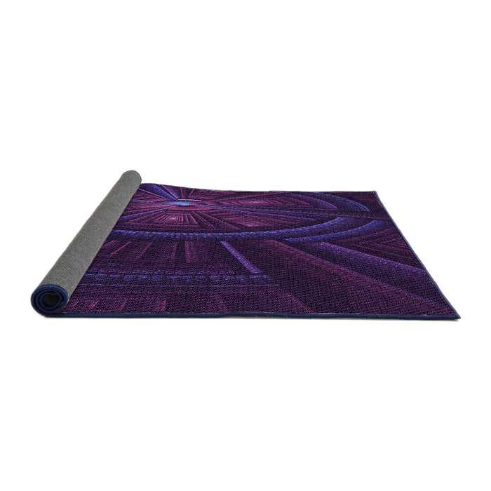 Thickness of Patterned Deep Purple Rug, pat1389pur