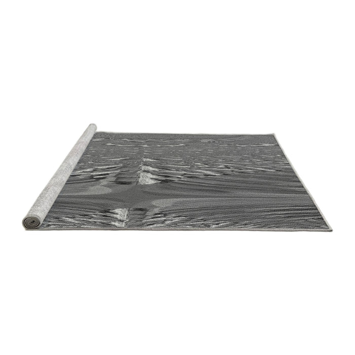 Sideview of Machine Washable Transitional Grey Gray Rug, wshpat139gry