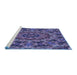 Sideview of Machine Washable Transitional Medium Slate Blue Rug, wshpat1390blu