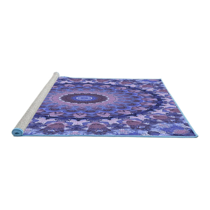 Sideview of Machine Washable Transitional Deep Periwinkle Purple Rug, wshpat1391blu