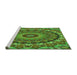 Sideview of Machine Washable Transitional Army Green Rug, wshpat1391grn