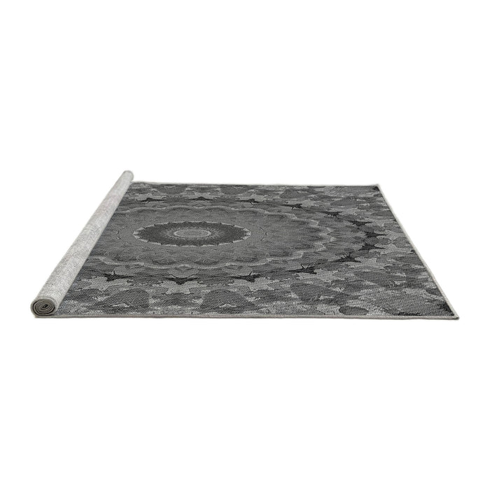 Sideview of Machine Washable Transitional Gunmetal Gray Rug, wshpat1391gry