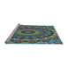 Sideview of Machine Washable Transitional Mint Green Rug, wshpat1391lblu