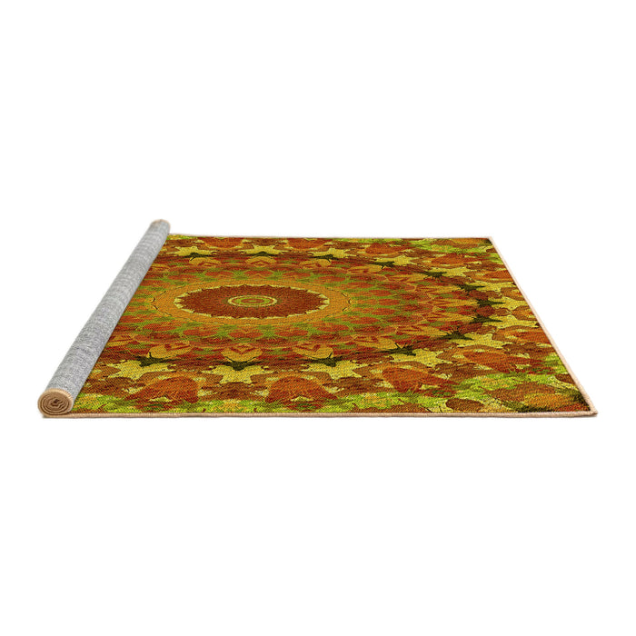 Sideview of Machine Washable Transitional Yellow Rug, wshpat1391yw