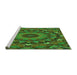 Sideview of Machine Washable Transitional Dark Forest Green Rug, wshpat1392grn