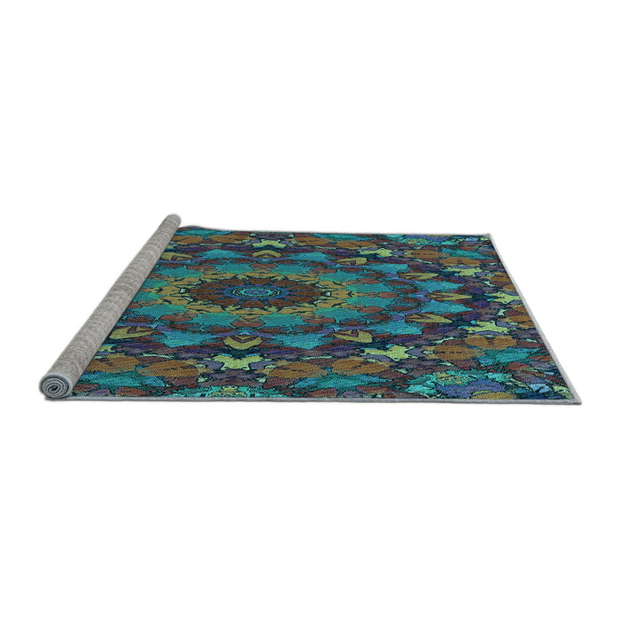 Sideview of Machine Washable Transitional Black Rug, wshpat1392lblu