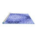 Sideview of Machine Washable Transitional Sky Blue Rug, wshpat1393blu