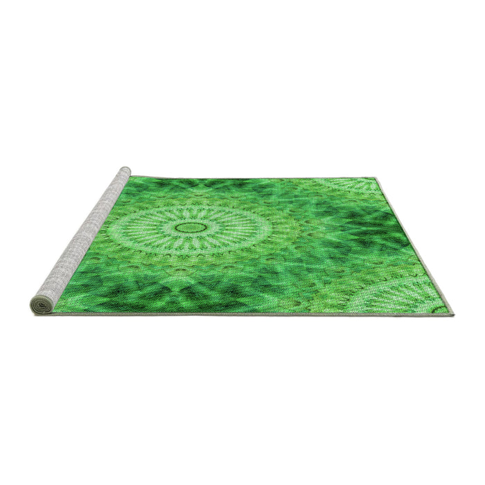 Sideview of Machine Washable Transitional Neon Green Rug, wshpat1393grn