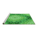 Sideview of Machine Washable Transitional Neon Green Rug, wshpat1393grn