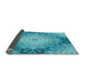 Thickness of Patterned Bright Turquoise Blue Rug, pat1393lblu