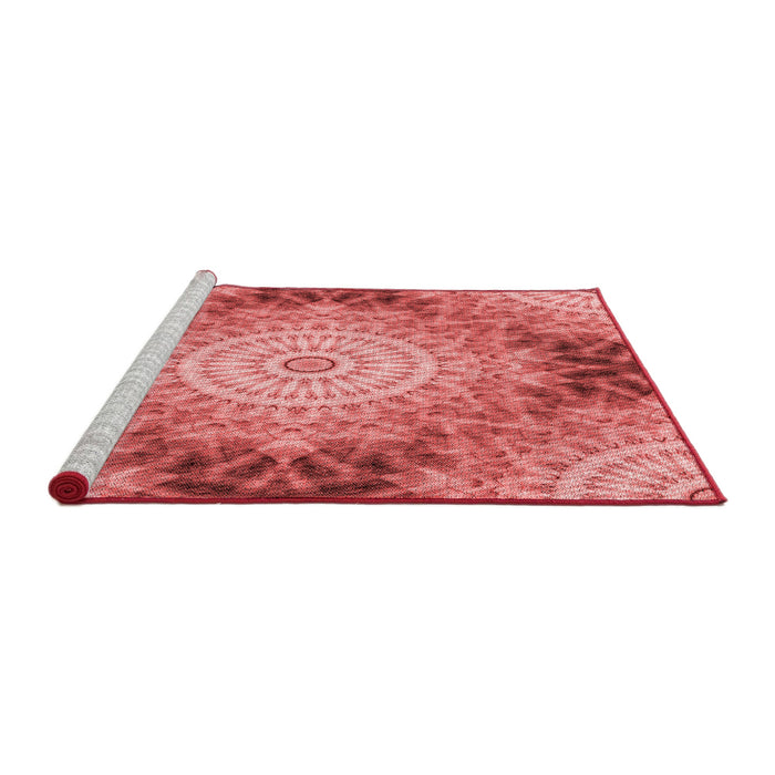 Sideview of Machine Washable Transitional Ruby Red Rug, wshpat1393rd
