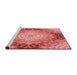 Sideview of Machine Washable Transitional Ruby Red Rug, wshpat1393rd