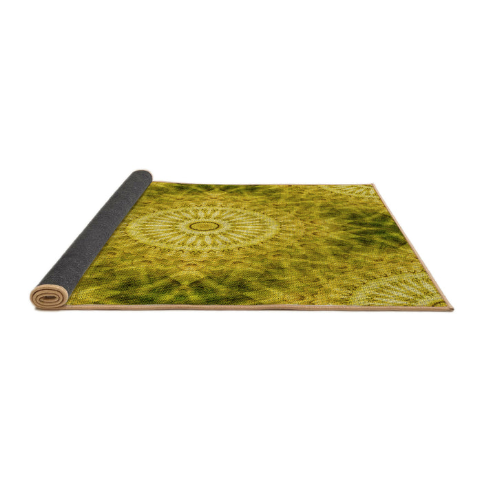 Thickness of Patterned Dark Yellow Green Rug, pat1393yw