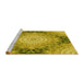 Sideview of Machine Washable Transitional Dark Yellow Green Rug, wshpat1393yw